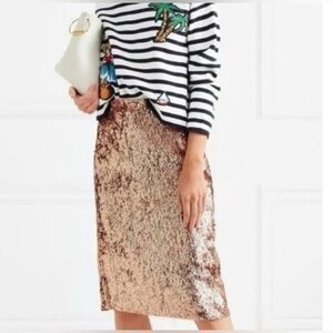 J. Crew Shimmering Bronze Sequin Pencil Skirt NWT size 2